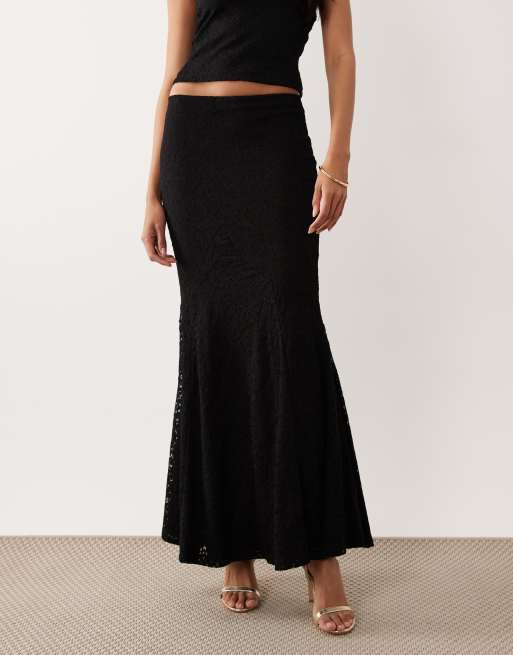 ASOS DESIGN - Sort maxinederdel i blondestof med havfruesnit - Del af sæt, 3 af 5