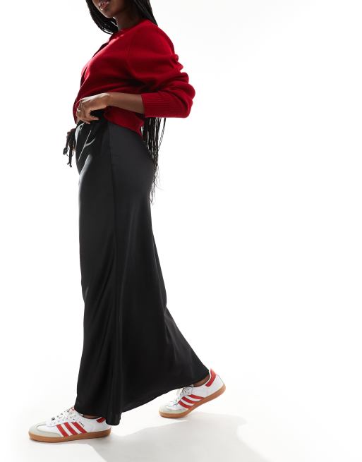 ASOS DESIGN - Sort maxinederdel i satin med bindetalje og skråsnit, 3 af 5