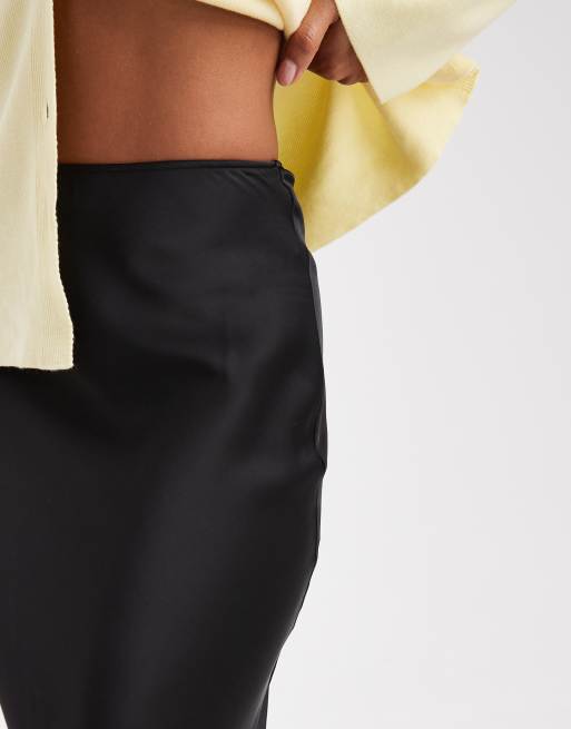 ASOS DESIGN - Sort maxinederdel med skråsnit i satin, 5 af 5