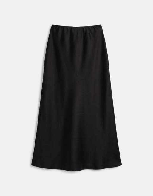 ASOS DESIGN - Sort maxinederdel med skråsnit i satin, 6 af 11