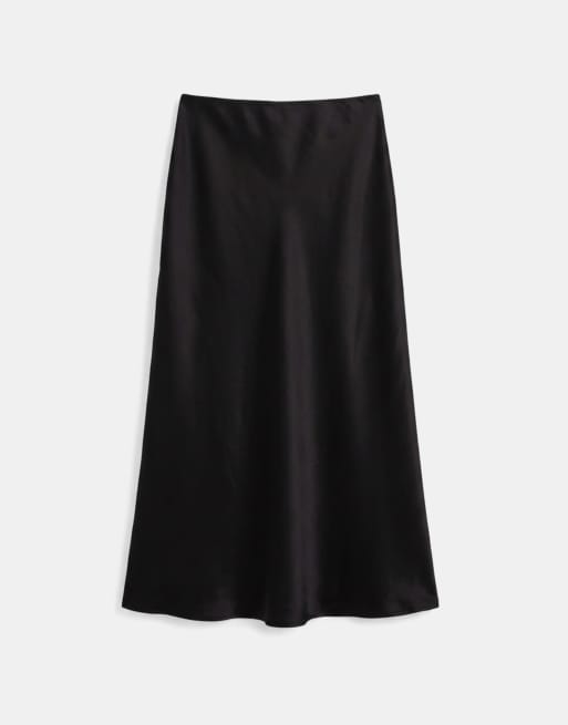 ASOS DESIGN - Sort maxinederdel med skråsnit i satin, 7 af 11
