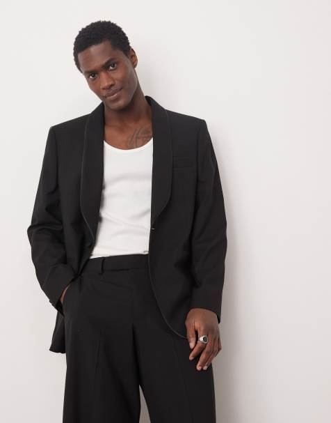 ASOS DESIGN - Sort middagsjakke med smal sjalsrevers - view 1