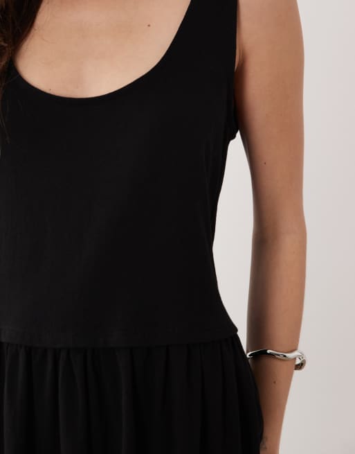 ASOS DESIGN - Sort midikjole med dyb rund hals og sænket talje, 3 af 4