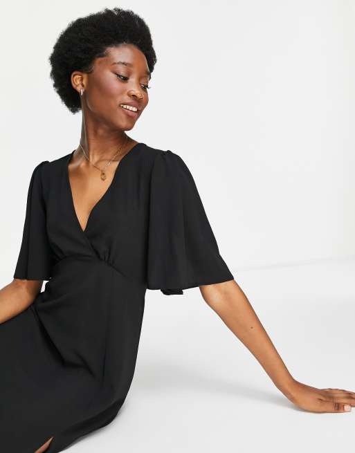 ASOS DESIGN - Sort midikjole med engleærmer, 3 af 4