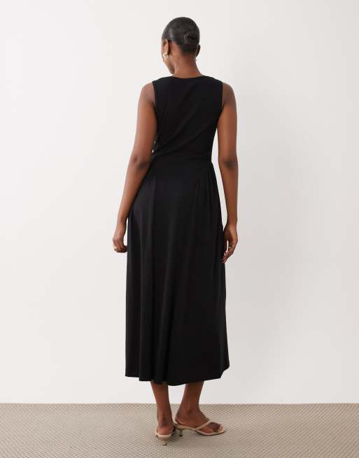 ASOS DESIGN - Sort midikjole med knapper og picot-kant, 4 af 4
