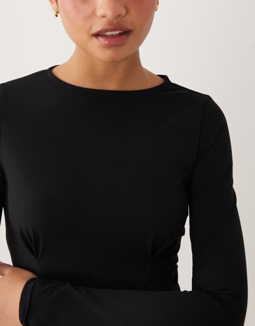 ASOS DESIGN - Sort midikjole med lange ærmer og sømdetaljer, 3 af 4