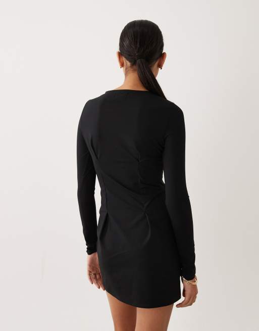 ASOS DESIGN - Sort midikjole med lange ærmer og sømdetaljer, 4 af 4