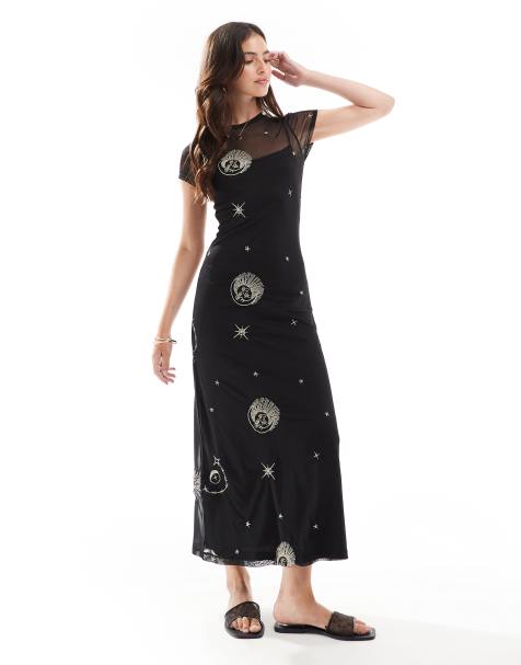 ASOS DESIGN - Sort midikjole uden ærmer i mesh - view 1