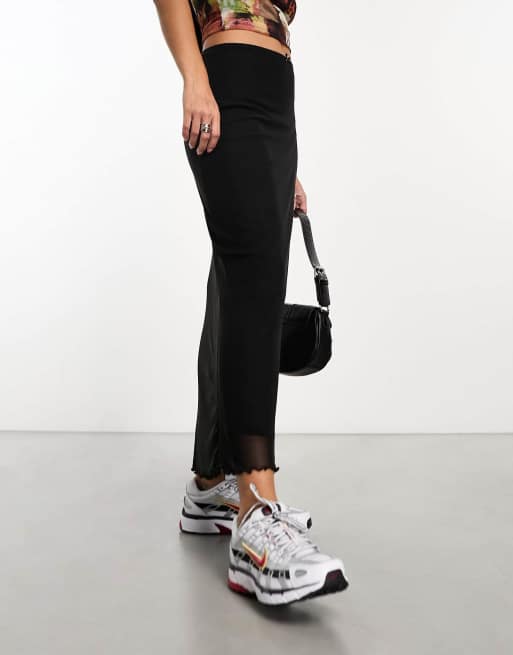 ASOS DESIGN - Sort midinederdel i mesh, 4 af 4