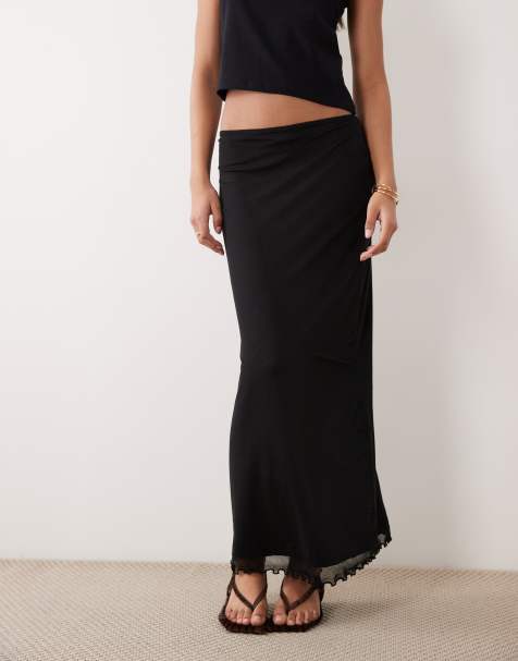 ASOS DESIGN - Sort midinederdel i mesh - view 1