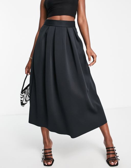 ASOS DESIGN - Sort midinederdel i scuba-stof