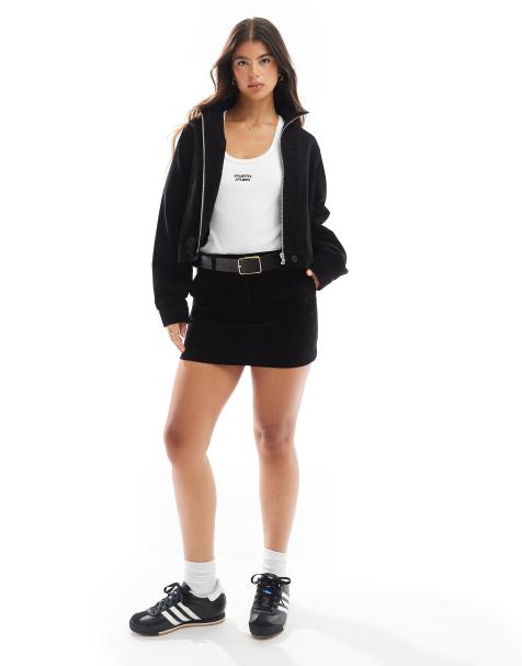 ASOS DESIGN - Sort mikro-mininederdel i fløjl - Del af sæt - view 1