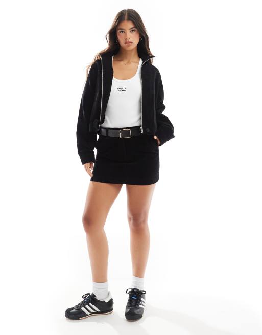 ASOS DESIGN - Sort mikro-mininederdel i fløjl - Del af sæt 