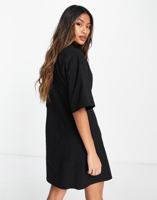 ASOS DESIGN - Sort mini-skjortekjole i twill, 3 af 4