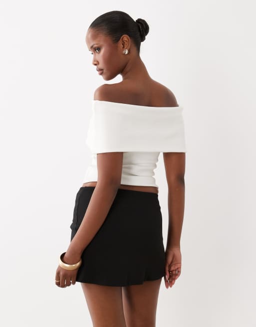 ASOS DESIGN - Sort mini-skort med A-form og rouleau-detaljer i crepe i scuba-stil - Del af sæt, 5 af 5