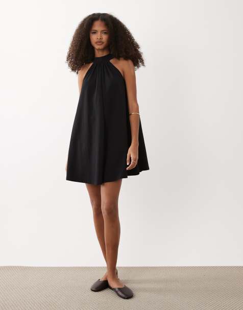 ASOS DESIGN - Sort minikjole med bindebåndsdetalje på ryggen - view 1