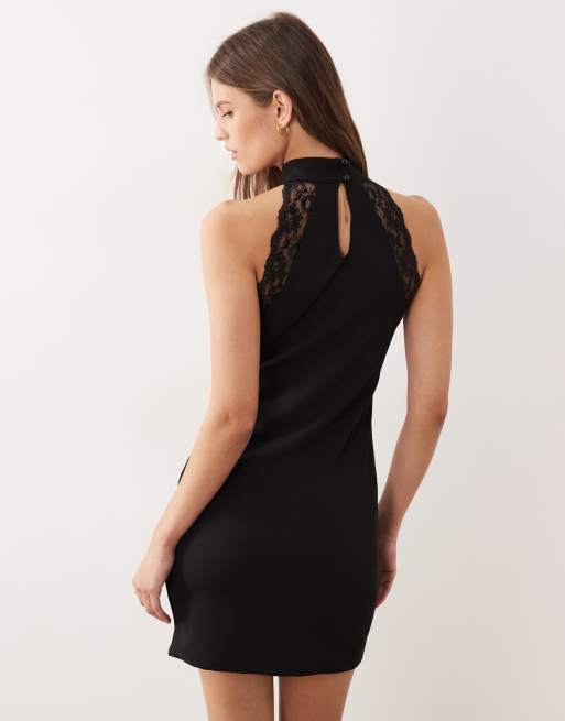 ASOS DESIGN - Sort minikjole med halterneck og blondekant, 4 af 4