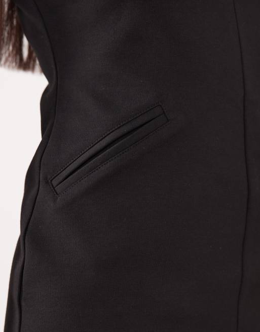 ASOS DESIGN - Sort minikjole med struktur, ståkrave og interlock-syninger, 3 af 4