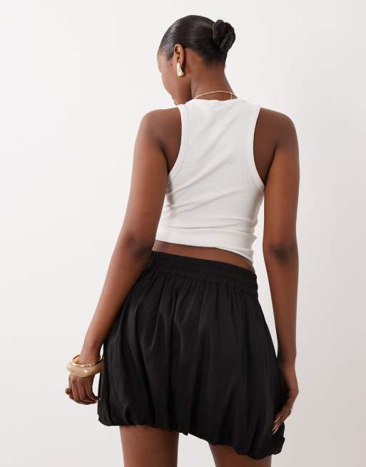 ASOS DESIGN - Sort mininederdel med boblekant i hørblanding, 5 af 5