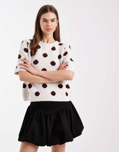 ASOS DESIGN - Sort mininederdel med interlock-syninger og puf i kanten - view 1