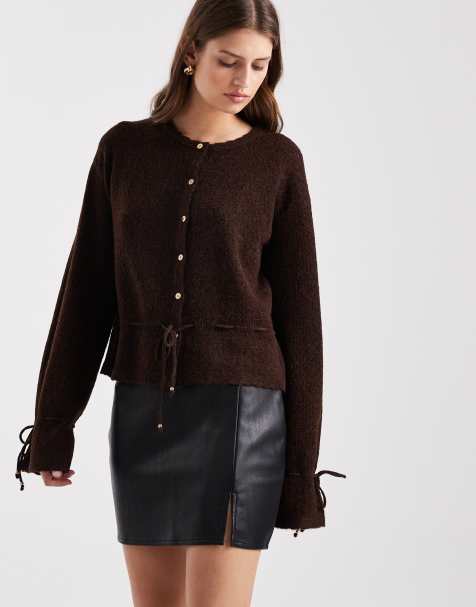 ASOS DESIGN - Sort mininederdel med slids foran i læderlook - view 1