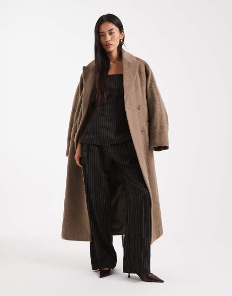 ASOS DESIGN - Sort nålestribet skræddersyet sæt med afslappede bukser med svaj og bandeau-top - view 1