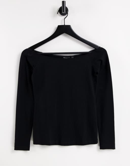 ASOS DESIGN - Sort offshoulder top med lange ærmer