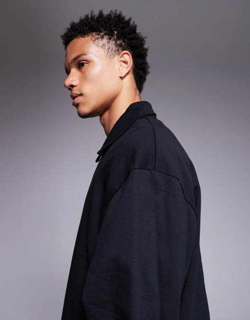 ASOS DESIGN - Sort og afslappet sweatshirt med firkantet pasform og krave med kort lynlås, 4 af 5