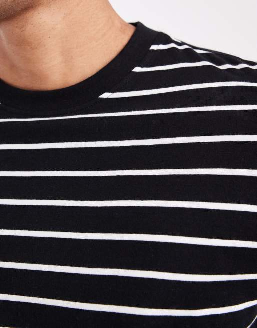 ASOS DESIGN - Sort og ecrufarvet T-shirt med lange ærmer og striber i regular fit, 5 af 5
