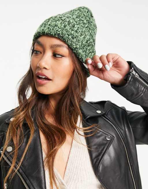 ASOS DESIGN - Sort og grøn hue i blandet ribstrik