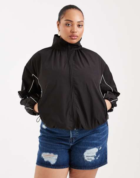 ASOS DESIGN - Sort og hvid oversized træningsjakke med puf i kanten og bånddetalje - view 1