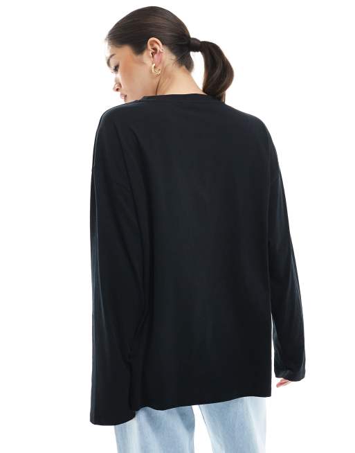 ASOS DESIGN - Sort og langærmet skater-T-shirt, 4 af 4