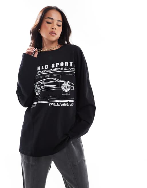 ASOS DESIGN - Sort og langærmet skatertop med 