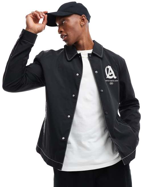 ASOS DESIGN - Sort og let Harrington-jakke med print på ryggen