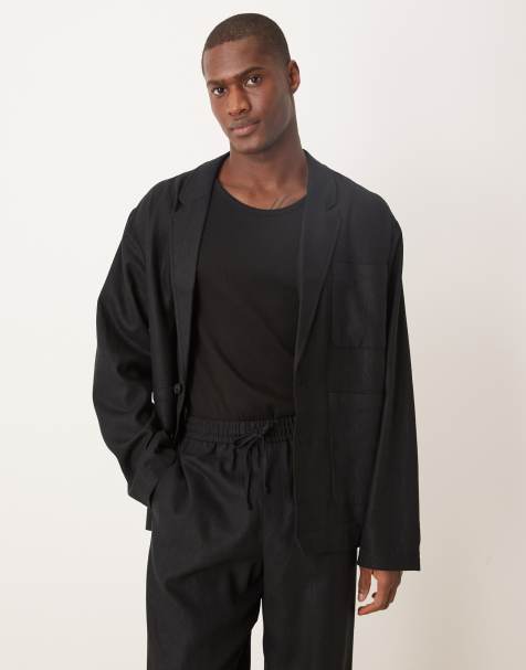 ASOS DESIGN - Sort og løstsiddende habitjakke i twill uden for - view 1