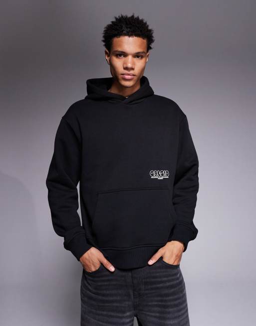 ASOS DESIGN - Sort og oversized hættetrøje med print med pufdesign, 3 af 5