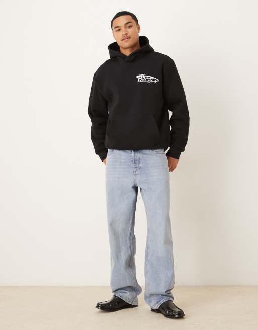 ASOS DESIGN - Sort og oversized hættetrøje med print på brystet, 2 af 5