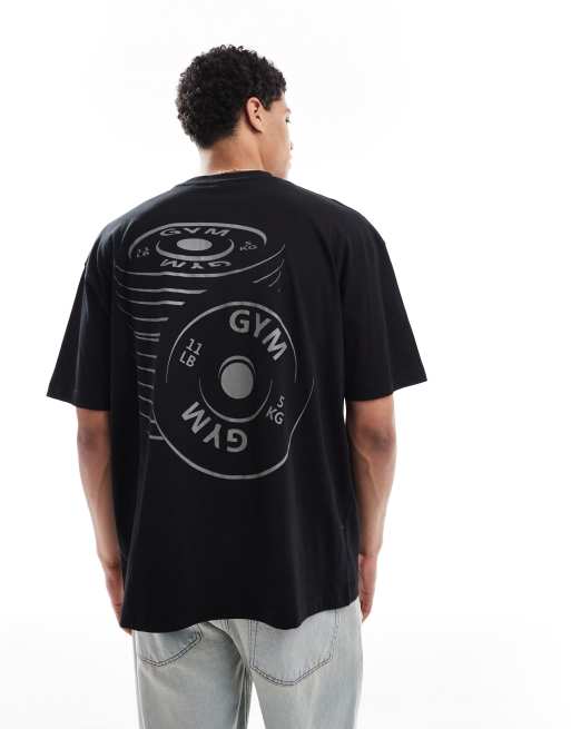 ASOS DESIGN - Sort og oversized T-shirt med sportsgrafik