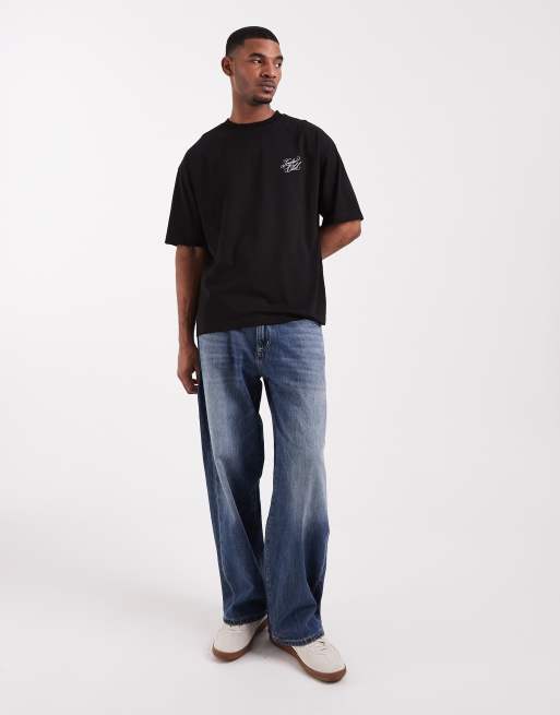 ASOS DESIGN - Sort og oversized T-shirt med tekstgrafik  , 2 af 5