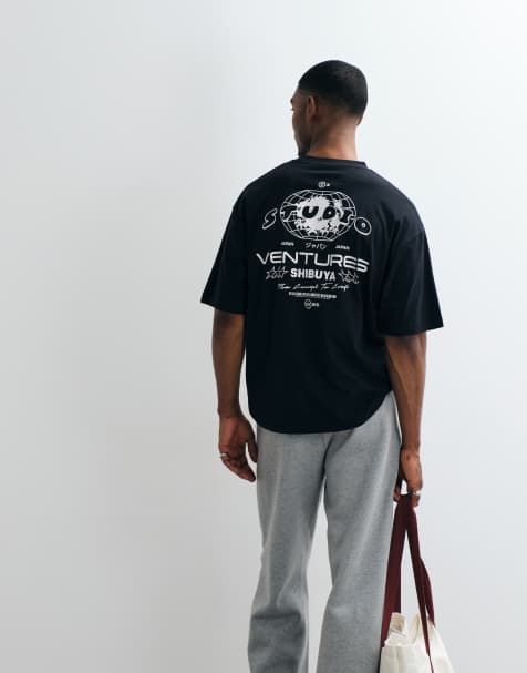 ASOS DESIGN - Sort og oversized T-shirt med tekstgrafik - view 1