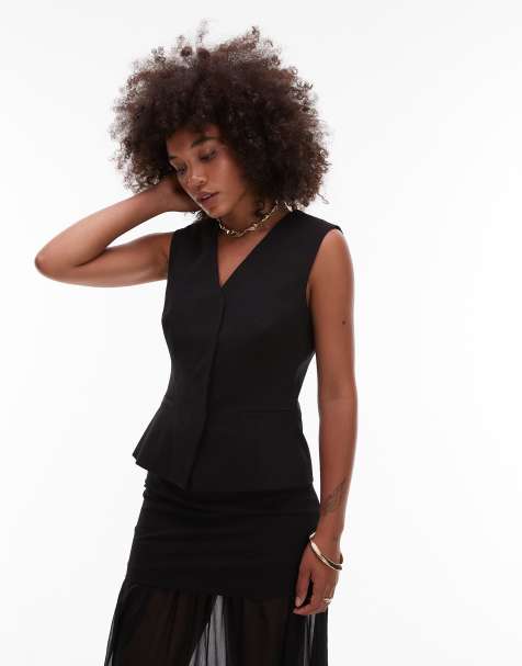 ASOS DESIGN - Sort og skræddersyet vest med høj, indsyet talje - Del af sæt - view 1