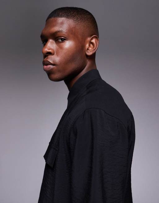 ASOS DESIGN - Sort og tekstureret skjorte med afslappet pasform, 4 af 5