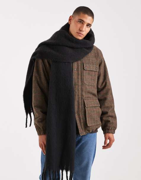 ASOS DESIGN - Sort og vævet halstørklæde med børstet finish - view 1