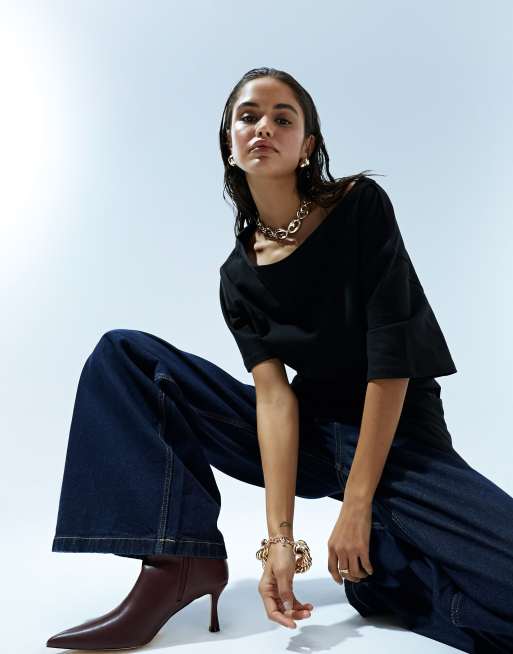 ASOS DESIGN - Sort oneshoulder-top med lige hals og tætsiddende talje, 5 af 5