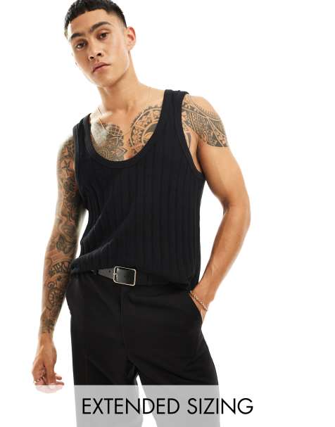 ASOS DESIGN - Sort overdel i bred ribstrik - view 1