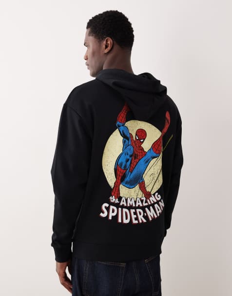 ASOS DESIGN - Sort oversized afslappet T-shirt med 'Spiderman'-print - view 1