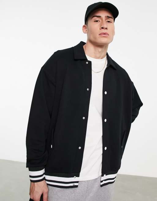 ASOS DESIGN - Sort oversized bomber-jakke i jersey