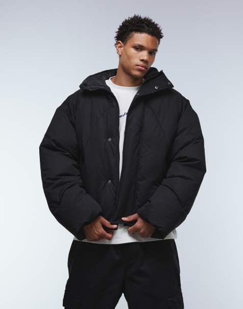 ASOS DESIGN - Sort oversized dynejakke med hætte - view 1