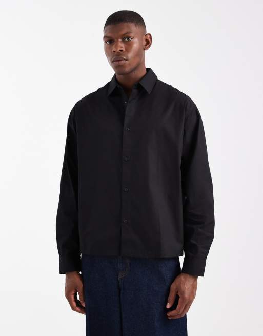 ASOS DESIGN - Sort oversized firkantet skjorte i poplin