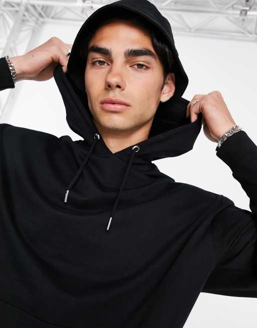 ASOS DESIGN - Sort oversized hættetrøje i letvægtsstof
